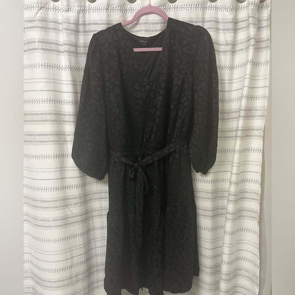 Lane Bryant 3/4 length sleeves black leopard dress with pocket size 16